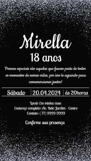 Convite aniversário Glitter