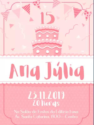 Convite Aniversário de 15 anos em tons de Rosa