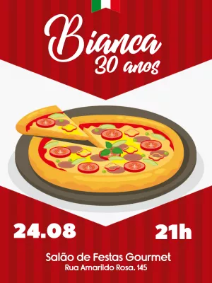 Convite de aniversário Pizzaria