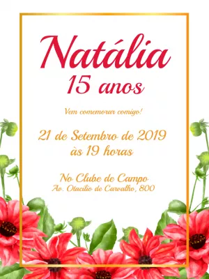 Convite Aniversário de 15 anos Clássico no Campo