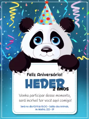 Convite de aniversário Panda
