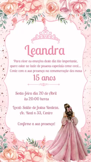 Convite aniversário 15 anos Floral