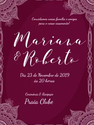 Convite casamento mandalas - Magenta e branco