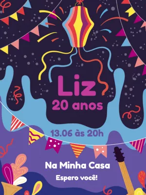 Convite de aniversário Festa Junina arraiá