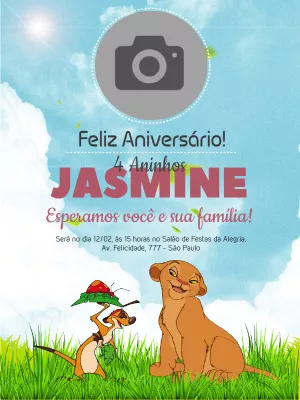 Convite de aniversário Rei Leão com foto