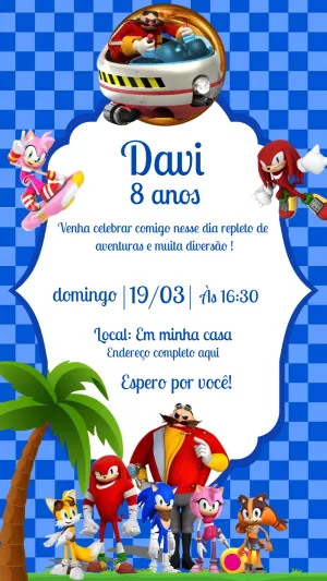 Convite Aniversário Sonic