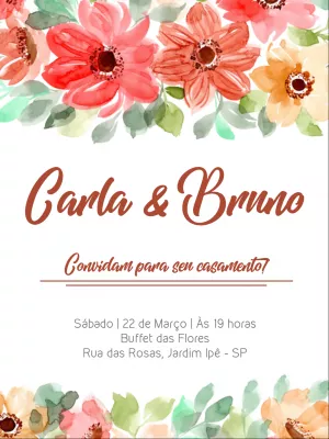 Convite de casamento floral