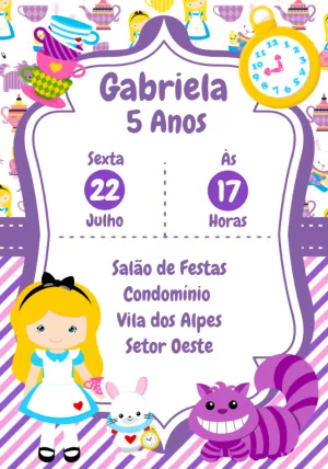 Convite aniversário Alice no País das Maravilhas