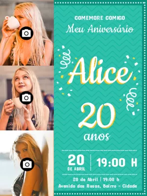 Convite de aniversário com foto