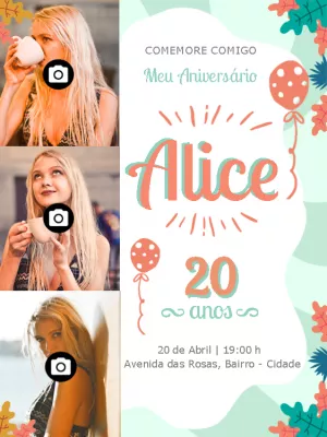 Convite de aniversário com foto