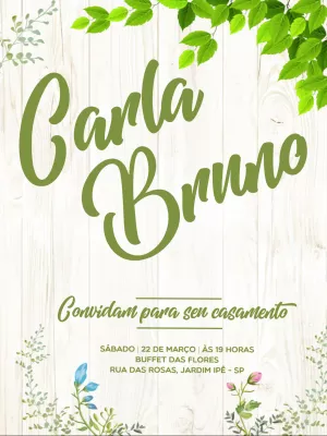 Convite de casamento folhagem