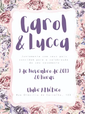 Convite Casamento Vintage com Flores