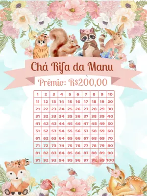 Convite chá rifa Bosque Encantado