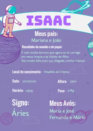 Quadro nascimento Astronauta