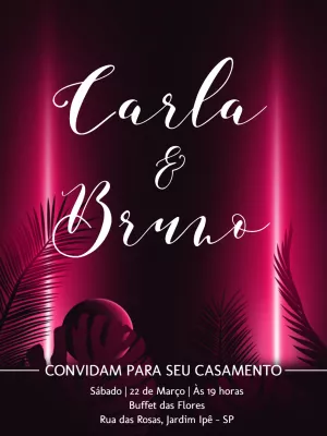 Convite de casamento neon