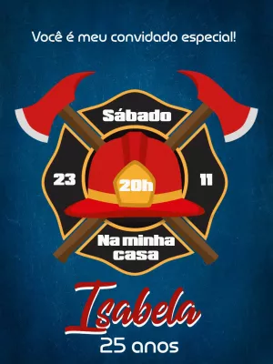 Convite de aniversário Bombeiros