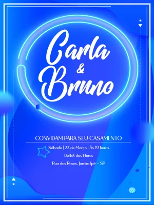 Convite de casamento neon
