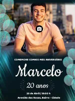 Convite de aniversário Masculino com foto