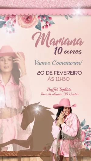 Convite aniversário Ana Castela Boiadeira