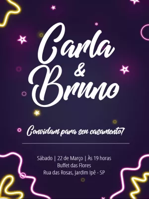 Convite de casamento neon