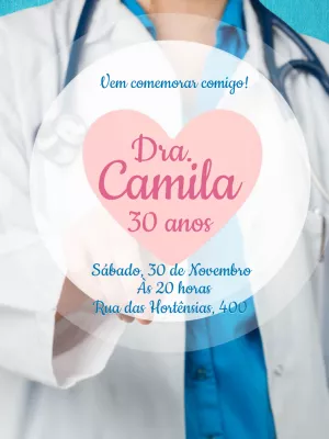 Convite de aniversário Médica