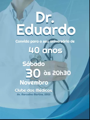 Convite de aniversário Médico