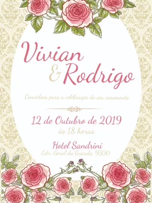 Convite Casamento Provençal floral rosa
