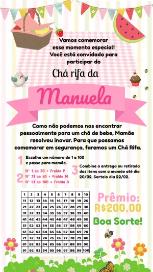 Convite chá rifa PicNic