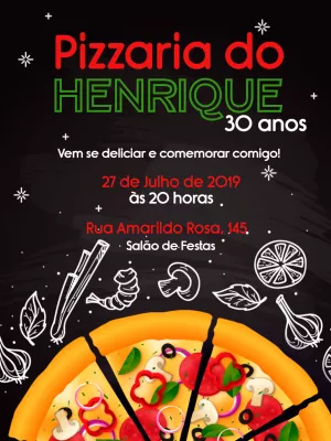 Convite de aniversário pizzaria