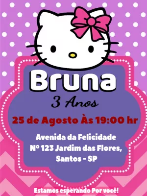 Convite aniversário Hello Kitty