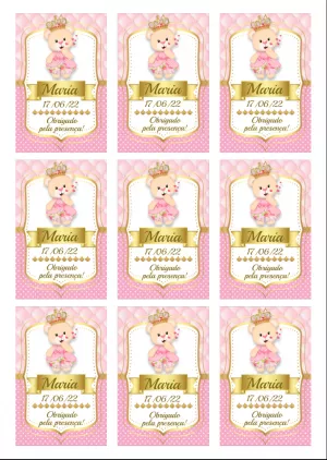 Tag aniversário Ursinha Princesa