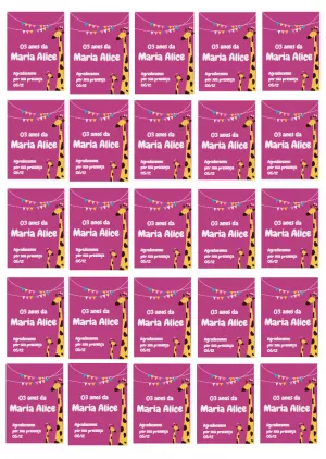 Tag aniversário Girafas