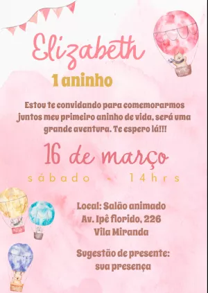 Convite aniversário Ursinhos Baloeiros