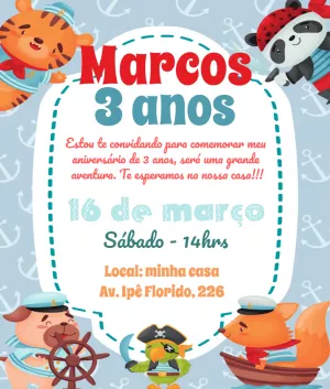 Convite aniversário Safari Pirata