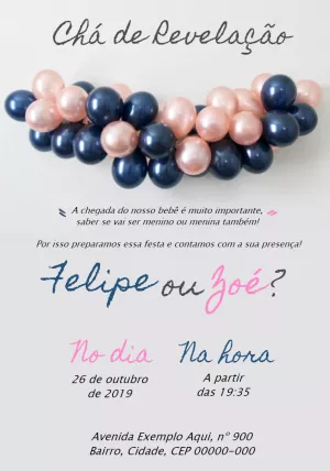 Convite de chá revelação Menino ou Menina