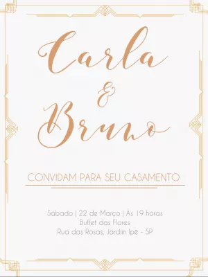 Convite de casamento dourado minimalista