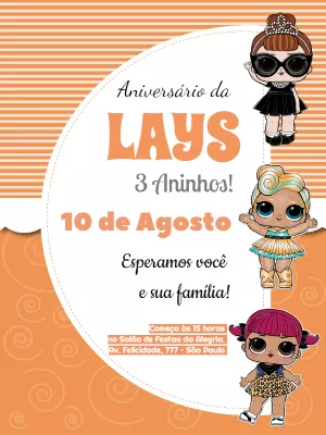 Convite de Aniversário Lol surprise