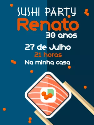 Convite aniversário Sushi