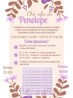 Convite chá rifa Jardim Encantado