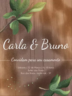 Convite de casamento folhas
