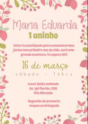 Convite aniversário Jardim Encantado