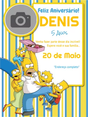 Convite de aniversário os Simpsons com fotos