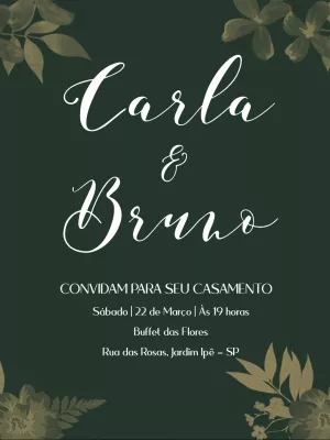 Convite de casamento folhagem