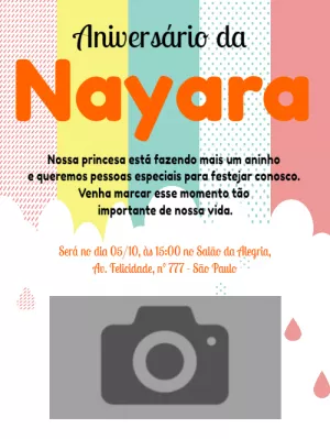 Convite aniversário colorido com foto