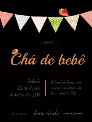 Convite de chá de bebê bandeirinhas