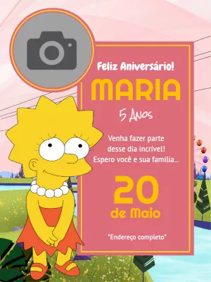 Convite de aniversário Os Simpsons com foto