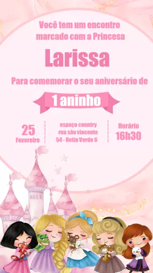 Convite aniversário Princesas
