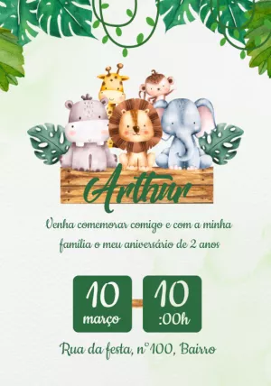 Convite aniversário Safari