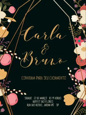 Convite de casamento floral