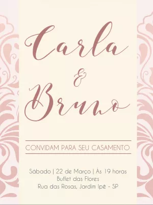 Convite de casamento arabesco rosa